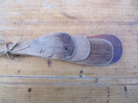 Old wooden spatula set of 4 pieces