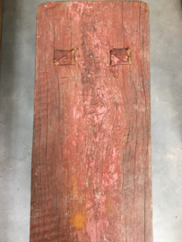 Brocant houten bankje, rood/bruin