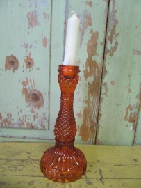 Glass candlestick orange / red *