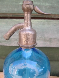 Nice old blue seltzer soda bottle wilt inscription