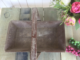 Brocante houten draagbak met hengsel