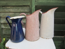 Beautiful old dark blue enamel can