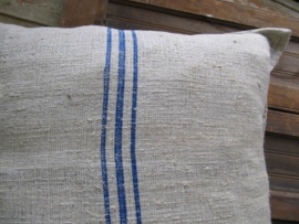 Fabric cushion with blue stripes