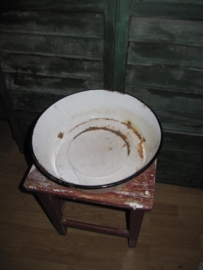 Brocante emaille witte schaal