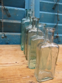 Set of 6 flat rectangular medicine bottles
