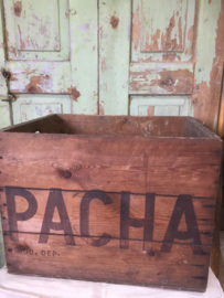 Oude houten koffiekist Pacha