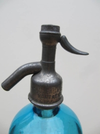 Fel blauwe spuitfles met opdruk