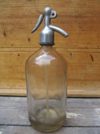 Brocante clear glass seltzer soda bottle