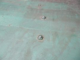 Brocante hele mooie groene metalen scheepskist