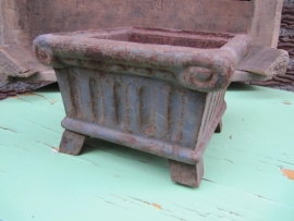 French Brocante square cast iron planter