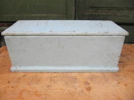 Old wooden lavender coloured box with hinged lid