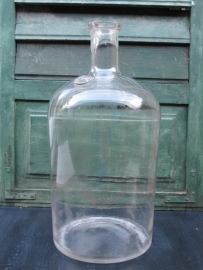 Ancient brocante clear glass bottle 10 liter