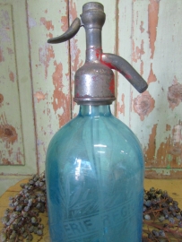 Old French seltzer bottle in blue