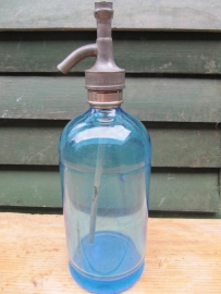 Blue seltzer soda bottle