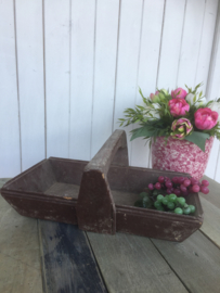 Brocante houten draagbak met hengsel