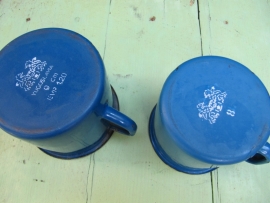 Blauwe emaille bekers set van 2