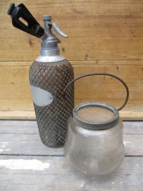 Brocante glazen pot/windlicht