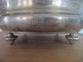 Ancient brocante round silver base with supporting plate