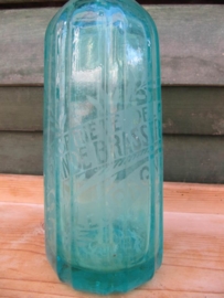 Old  green seltzer bottle with inscription