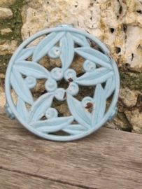 Frans gietijzeren treefje bloemmotief in blauw