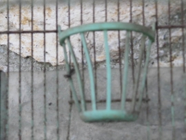 French brocante green metal bird cage