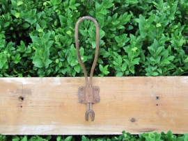 Former French brocante coat rack with 8 hooks
