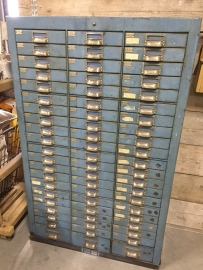 Old industrial metal drawer chest