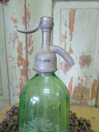 Antieke Franse siphon fles in groen