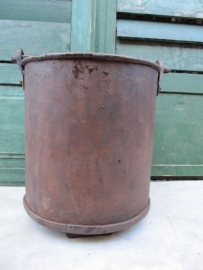 Antique metal straight iron bucket with handle