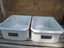 Old white enamel tray or drawer with beautiful inscription