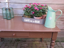 Brocante reseda groene emaille water- of melkkan