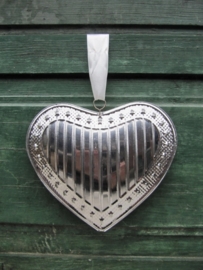 Nice brocante silver tin heart