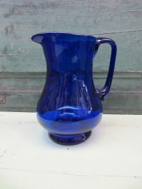 Brocante blue glass jug
