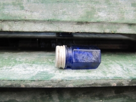 Antique French blue hexagonal bottle