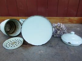 Brocante emaille koffiepot, mintgroen