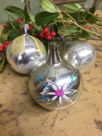 Set 3 kerstballen zilver/kleur