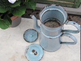 Franse emaille brocante koffiekan
