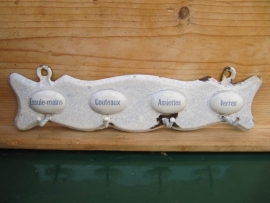 Brocante French enamel towel rack