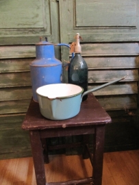 Brocante emaille groene steelpan