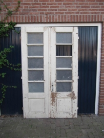 Set of 2 french old wooden doors with glass