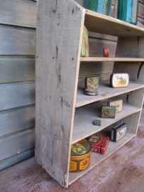 Franse brocante houten staande regaal