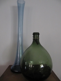 Old high beautiful blue narrow glass vase