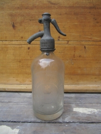 Brocant glazen spuitfles met opschrift 1/2 liter