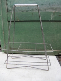 French Brocant metal bottle rack for 3 bottles