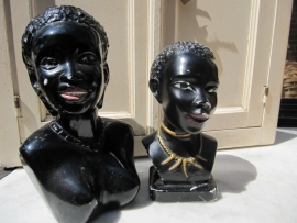Brocante stijlvol beeldje van Afrikaanse vrouw
