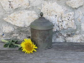 Old French zinc pot with copper lid