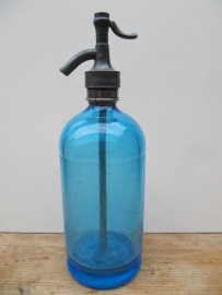 Blue seltzer soda bottle