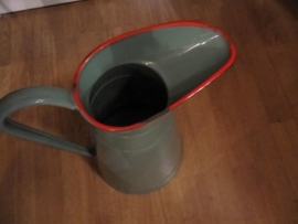 Brocante emaille groene water- of melkkan