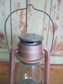 Brocante  brons roze kleurige olielamp