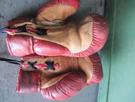 Brocante old leather boxing gloves children